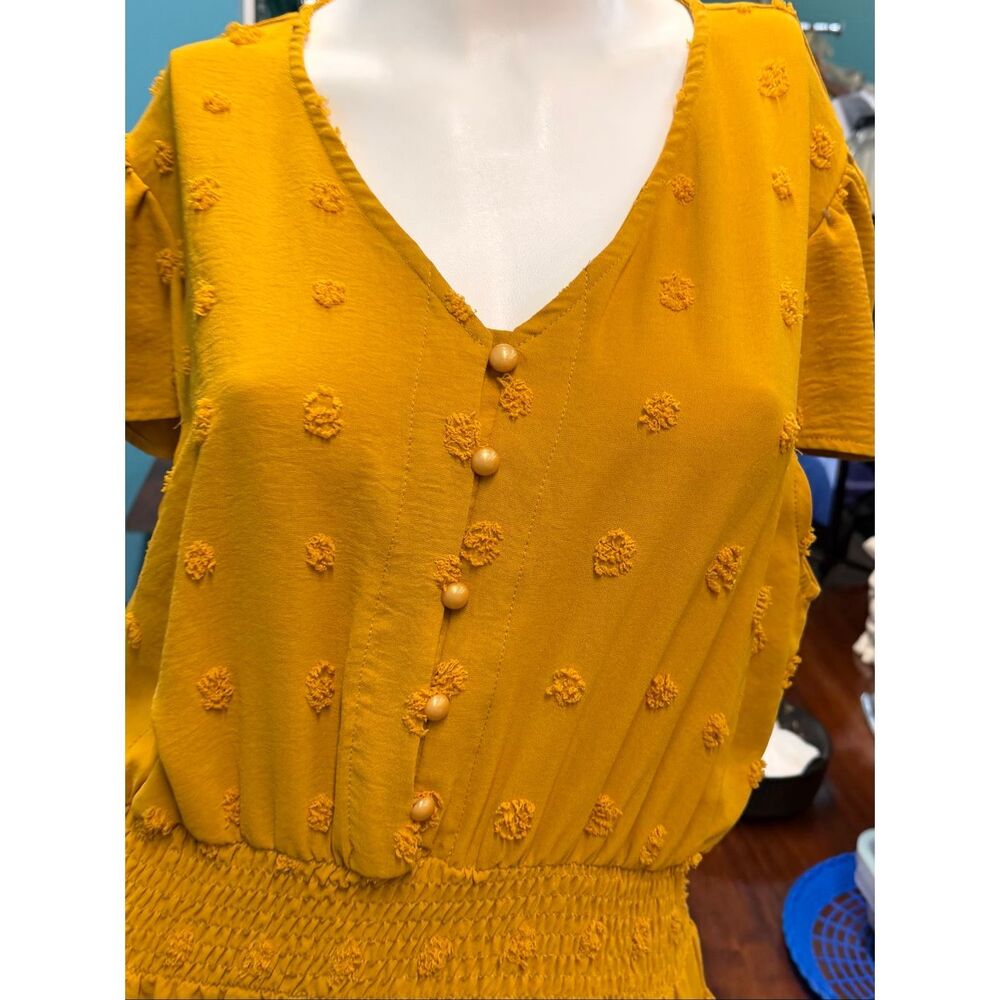 Pretty Garden Mustard Yellow Maxi Dress Women’s Size XL - Picture 3 of 8
